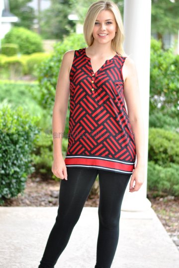 Touchdown Tunic- Red/Black