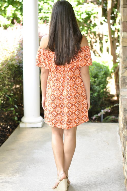 Hannah Ruffle Dress- Orange/Purple