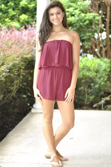 Play Action Romper- Burgundy