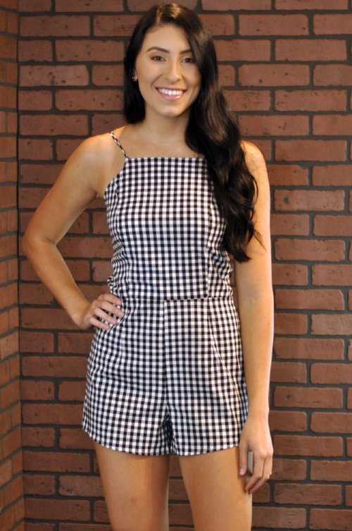 Split Zone Romper- Black/White