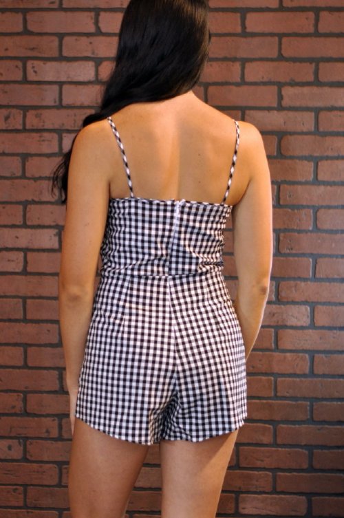 Split Zone Romper- Black/White