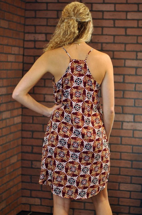 Liz Cut-Out Dress- Garnet/Gold