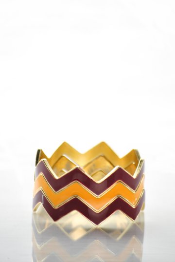 Chevron Bangles- Garnet and Gold