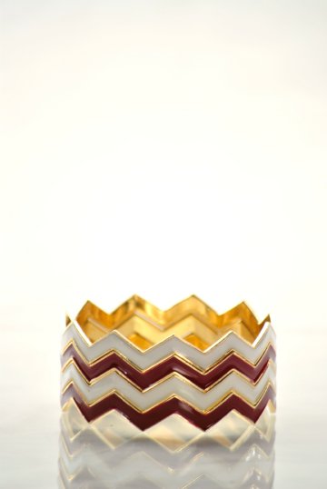 Small Chevron Bangles- Crimson/White