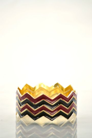 Small Chevron Bangles- Crimson/Black