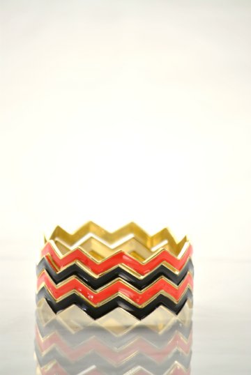 Small Chevron Bangles- Red/Black