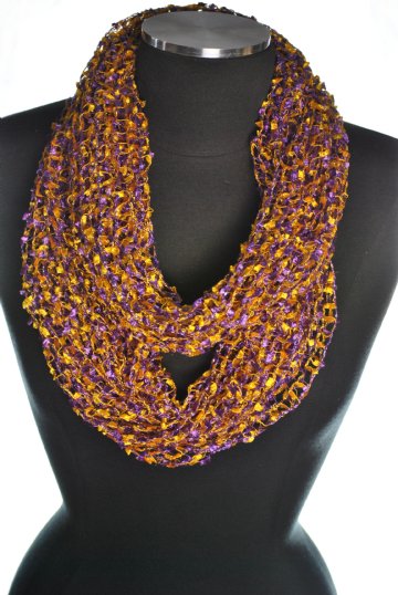 Net Infinity Scarf- Purple/Gold