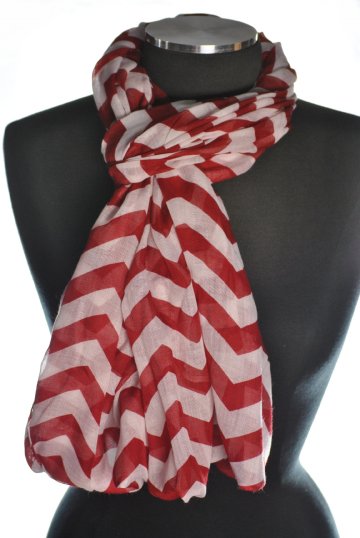 Chevron Infinity Scarf- Crimson/White