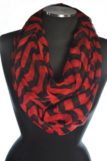 Chevron Infinity Scarf- Crimson/Black