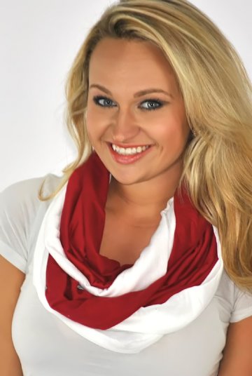 2-Piece Solid Infinity Scarf Set- Crimson/White