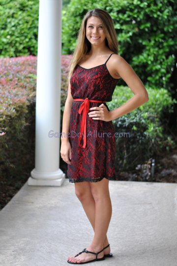 Lace of Scrimmage Dress- Red/Black