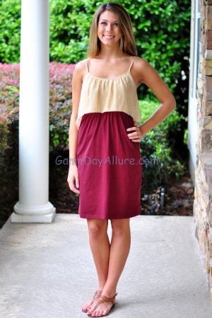 Blind Side Dress- Garnet/Gold