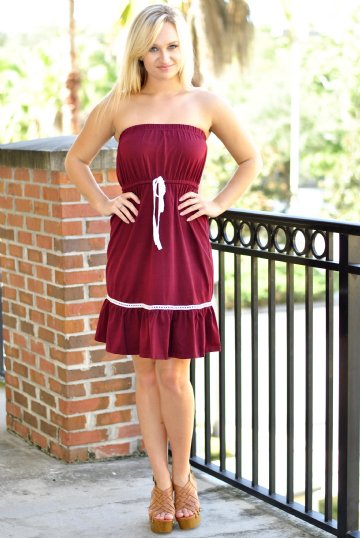 Tie Game Dress- Crimson/White