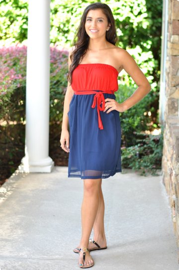 Touchdown Pass Dress- Red/Blue